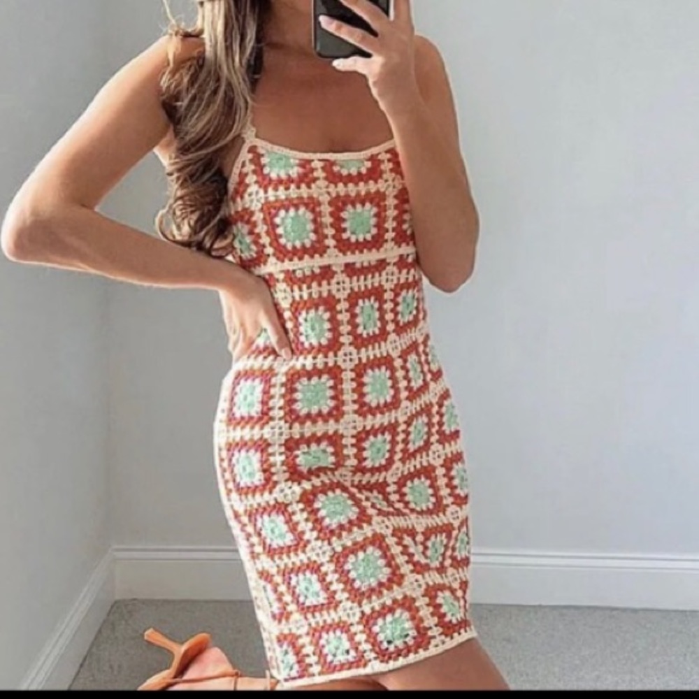 Zara short crocheted dress NWT